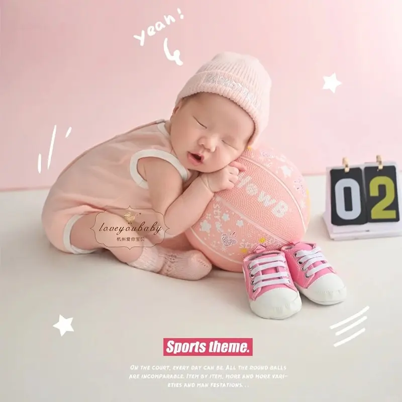 Baby Girl Pink Basketball Theme Set - Newborn Photography Props - Image 2
